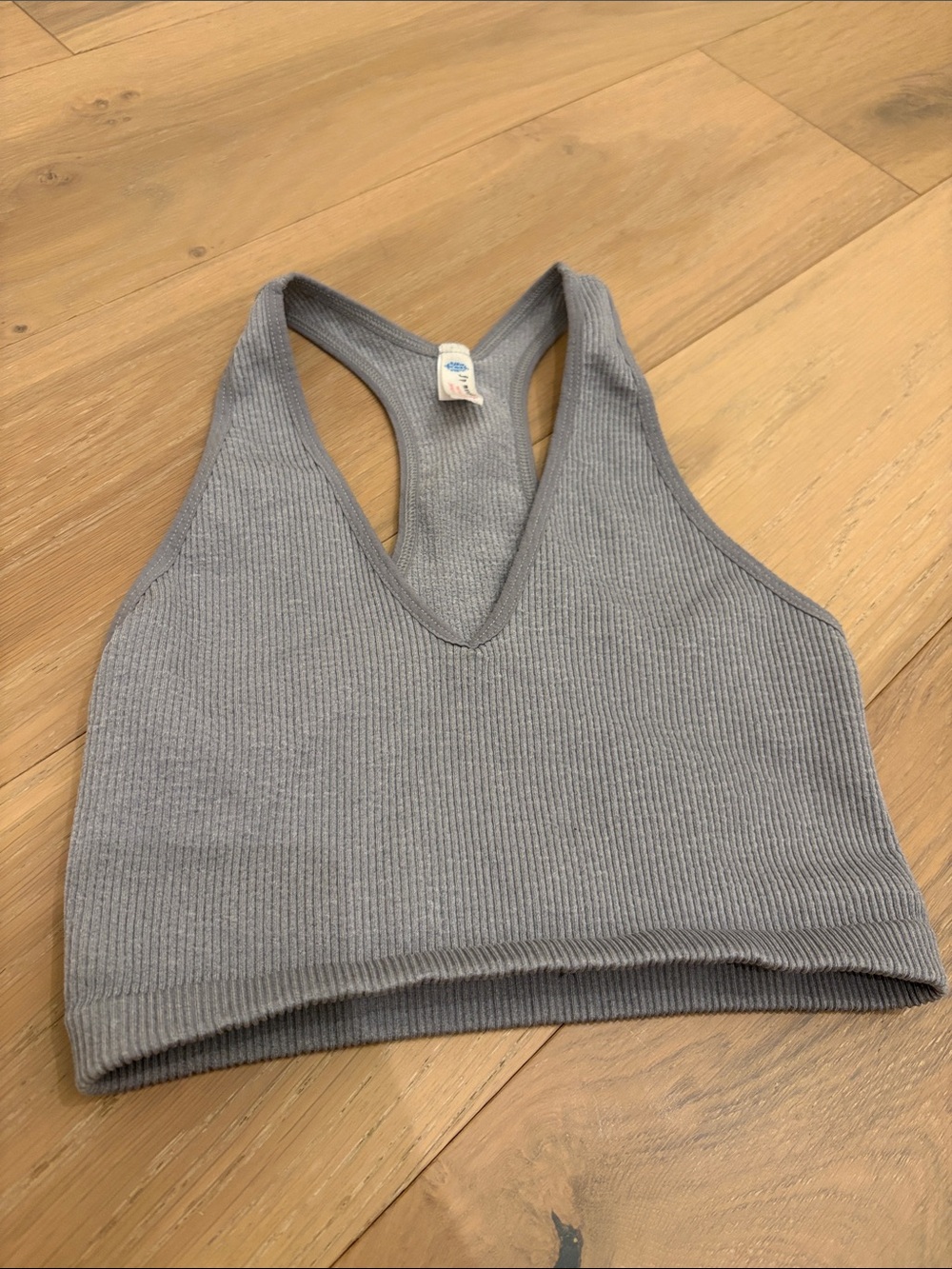 Free People Movement Ribbed Racerback Crop Top - Gray